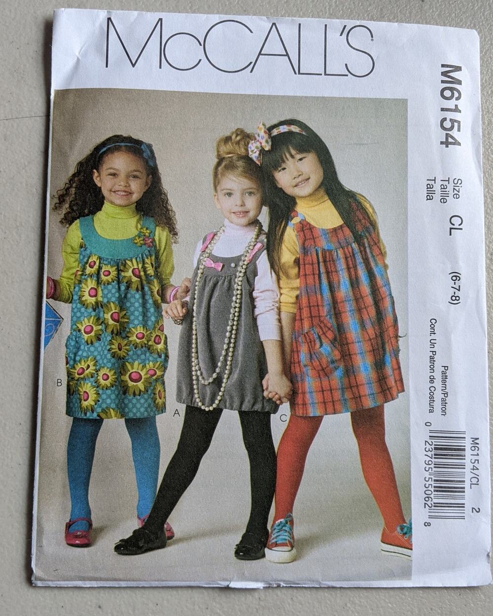 UNCUT McCall's 6154 Girls' Jumper Pattern Size 6-8